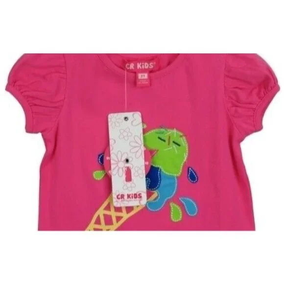 CR Kids Top Girls Size 2T Ice Cream Cone Pink by Globaltex Applique - Picture 3 of 3